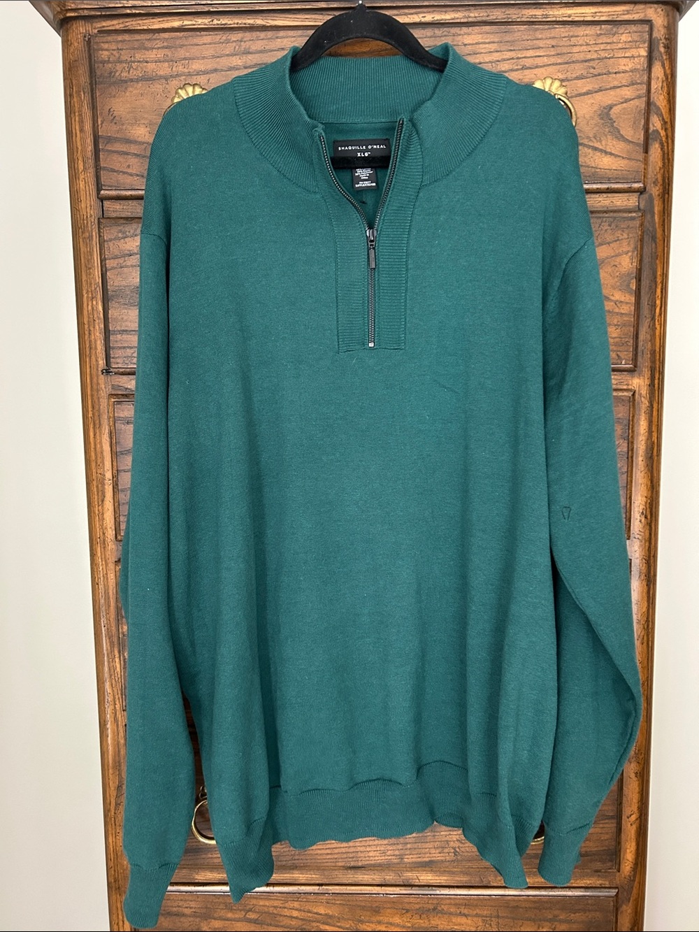 NWOT Shaquille O’Neal Men's Forest Green Half-Zip Sweater, Size 4XL